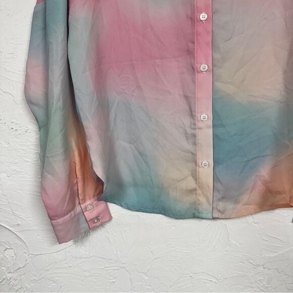 Superdown Revolve Watercolor Pastel Button Down Shirt Womens XS Casual Spring - Picture 4 of 9